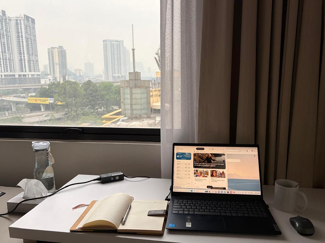 Working in a hotel room